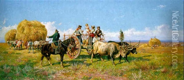 The Hay Harvest Oil Painting - Pietro Barucci
