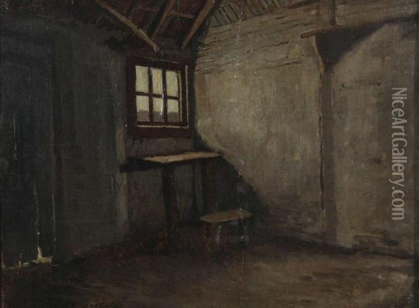 'interieur De Ferme' Oil Painting - Henri De Braeckeleer