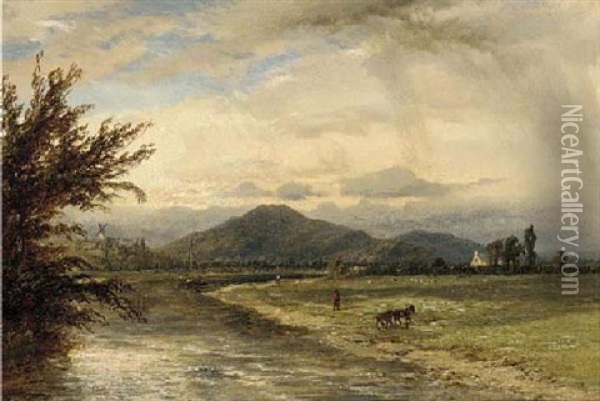 The Trent Lock And Colwick Hill Oil Painting - Henry Dawson
