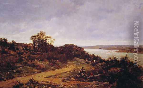 View from Plougastel, Brittany Oil Painting - Auguste Allonge