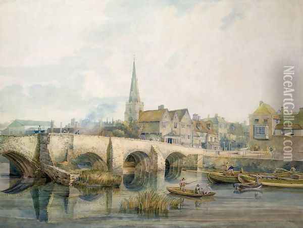 Bedford Bridge, Bedford Oil Painting - William Henry Pyne