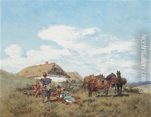 Rastende Kossaken Oil Painting - Wladislaw Karol Szerner