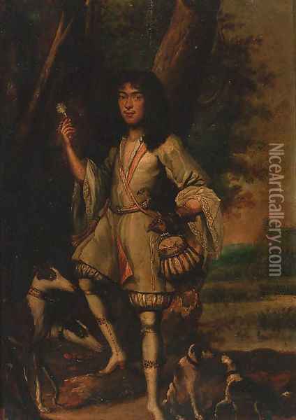 Portrait of a gentleman falconer Oil Painting - Carel de Moor