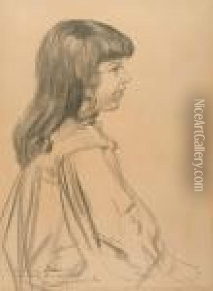 Portrait Of A Young Girl Oil Painting - Theophile Alexandre Steinlen
