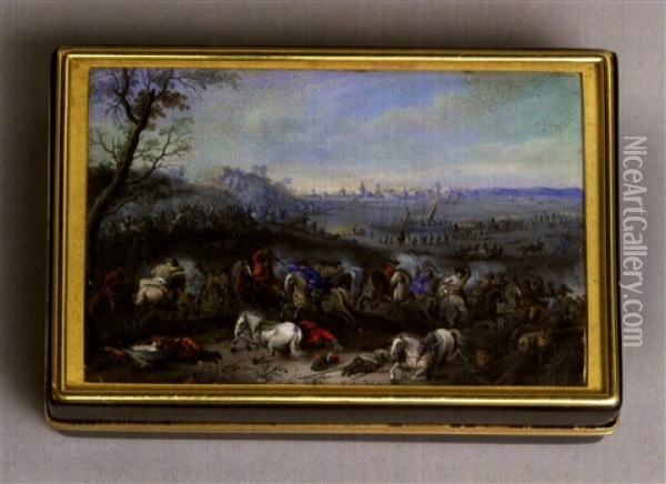 Choc De Cavalerie Sur Fond Paysage Oil Painting - Louis Nicolas van Blarenberghe