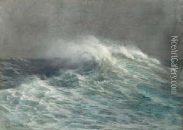 Crashing Waves Oil Painting - Arthur Severn