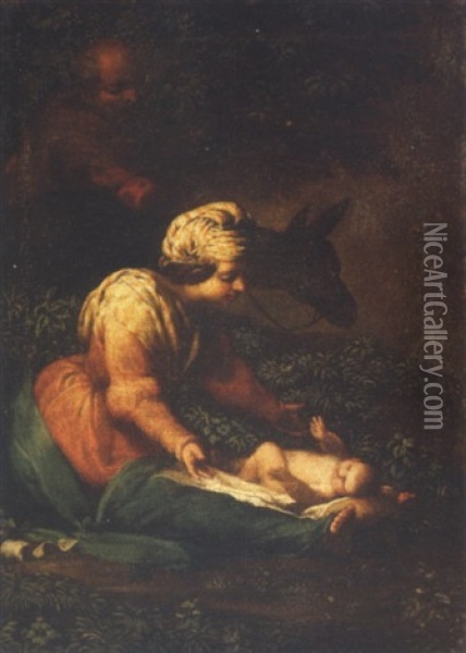 The Rest On The Flight Into Egypt Oil Painting - Francesco del Cairo