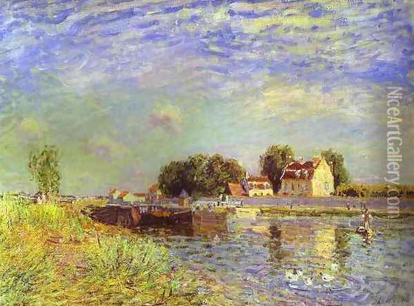 The Canal Du Loing At St Mammes Oil Painting - Alfred Sisley