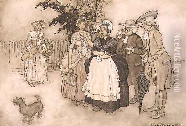 All Stood Amazed, scene from Rip Van Winkle by Washington Irving 1783-1859 1905 Oil Painting - Arthur Rackham