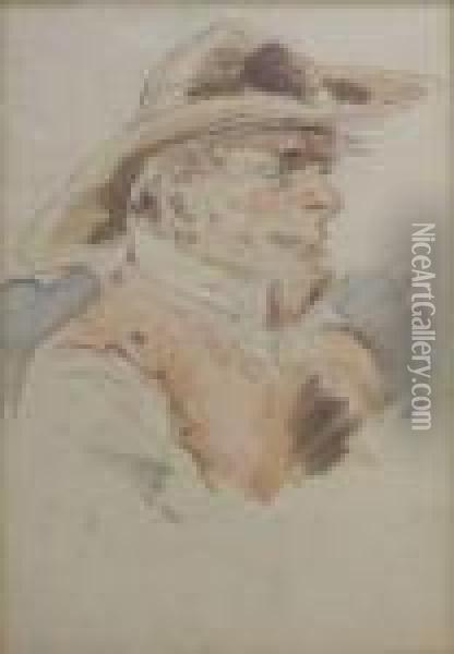 Head And Shoulders Portrait Of A Jolly Fellow Oil Painting - Thomas Rowlandson