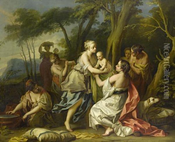 The Finding Of Oedipus Oil Painting - Johann Heinrich Keller