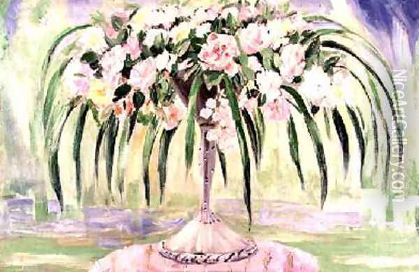 Roses in an Art Nouveau Vase Oil Painting - Jacqueline Marval