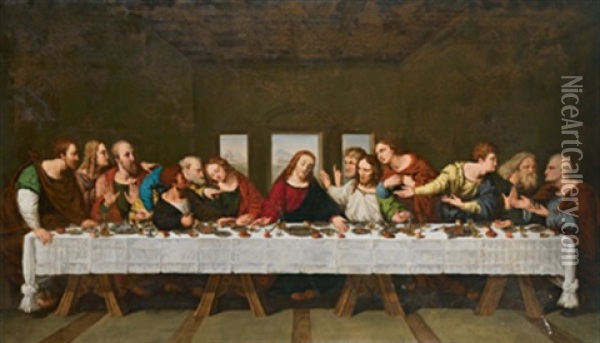 Das Letzte Abendmahl (after Leonardo Da Vinci) Oil Painting - Barbara Steiner Krafft