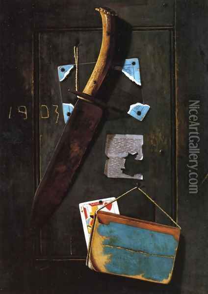 Hanging Knife and Jack of Hearts Oil Painting - John Frederick Peto