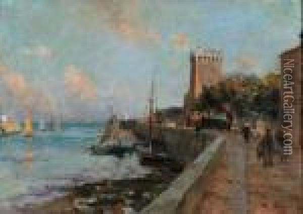 Le Port Des Sables D'olonne Oil Painting - Edmond Marie Petitjean