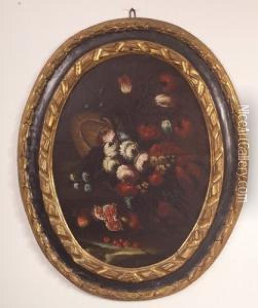 Natura 
 Morta Con Fiori, Frutta E Vasellame Oil Painting - Margherita Caffi