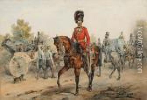 Officer Of The Coldstream Guards Oil Painting - Orlando Norie