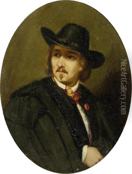 Portrait Of Pradier Oil Painting - Jean Marius Fouque