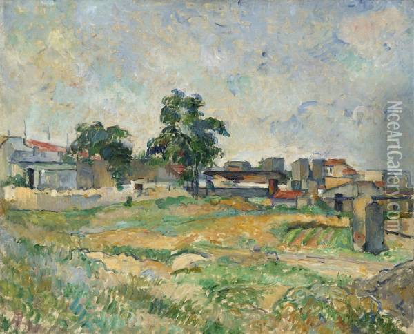 Landscape near Paris Oil Painting - Paul Cezanne