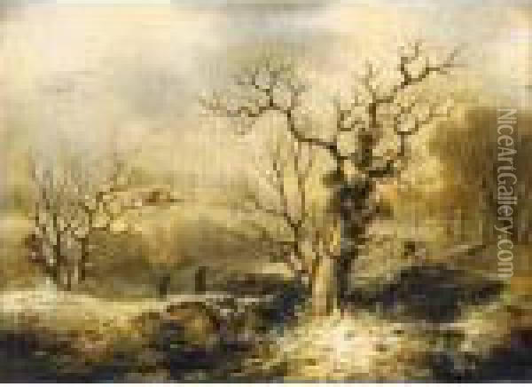 A Winter Landscape Oil Painting - George, of Chichester Smith
