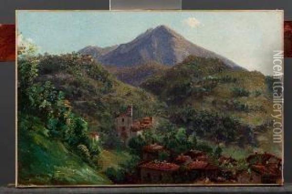 Pella, Lago D'orta - 1877 Oil Painting - Giovan Battista Lelli
