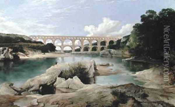 The Pont du Gard Oil Painting - Frederick Richard Lee
