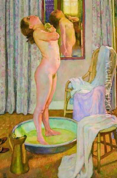 Young Girl In The Tub Oil Painting - Theo van Rysselberghe