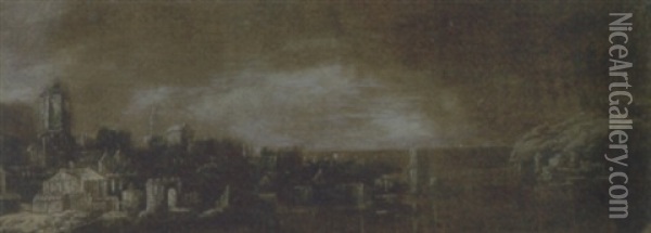 Paesaggio Mediterrraneo D'invenzione Oil Painting - Francois de Nome