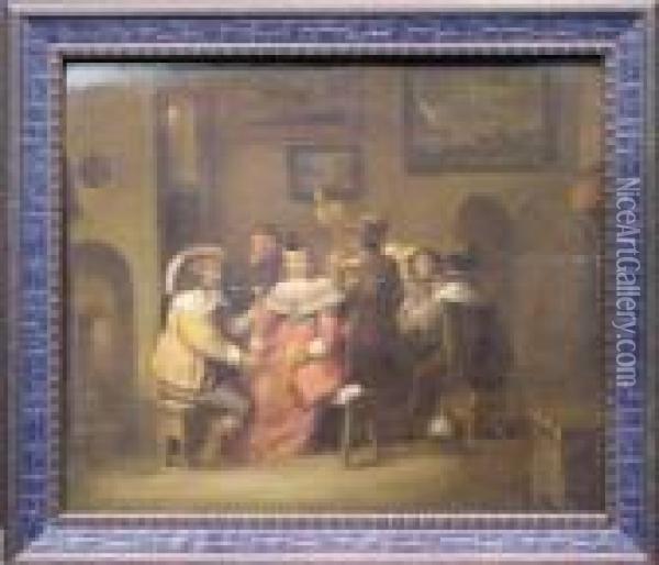 Figures In A Tavern Oil Painting - Jacob Duck