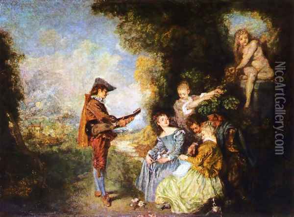 La Leçon d'Amour Oil Painting - Jean-Antoine Watteau