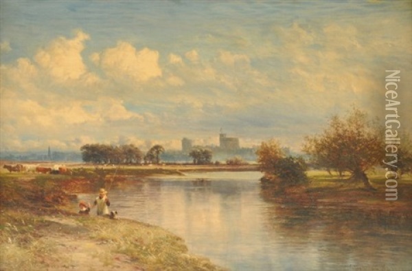 A View Of Windsor From The Thames Oil Painting - William E. Harris