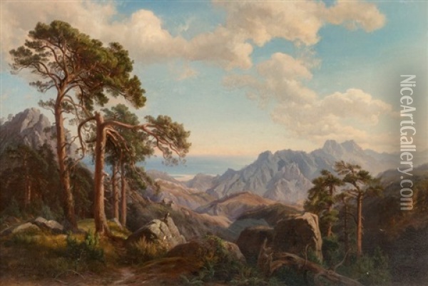Mountainous Landscape Oil Painting - Carl Maria Nicolaus Hummel