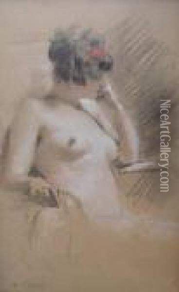 Femme Pensive Denudee Oil Painting - Antoine Calbet