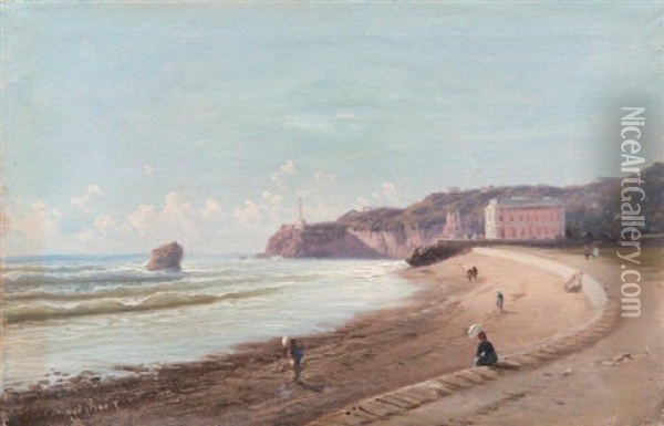 La Plage De Biarritz Oil Painting - Alfred Godchaux