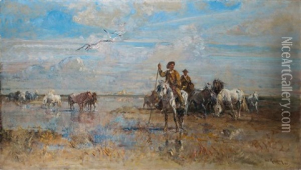 Les Gardians Oil Painting - Henri Emilien Rousseau
