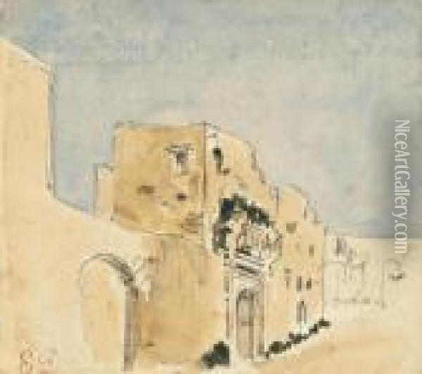 A Moroccan Building Oil Painting - Eugene Delacroix
