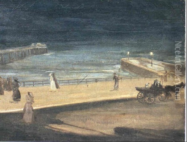 On The Pier, Brighton Oil Painting - Charles Conder