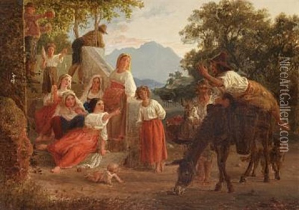 Scene Af Det Italienske Folkeliv Oil Painting - Lorenz Frolich