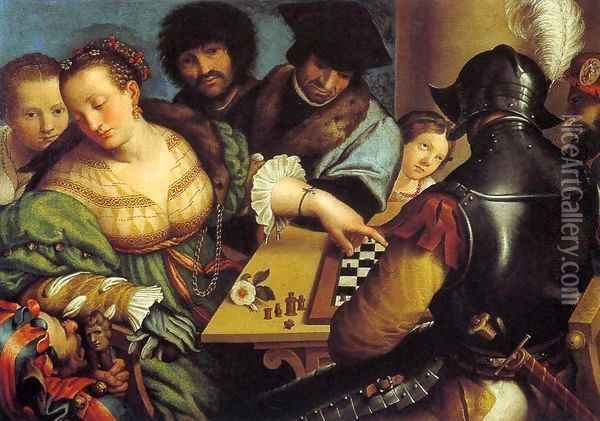 The Chess Players Oil Painting - Giulio Campi