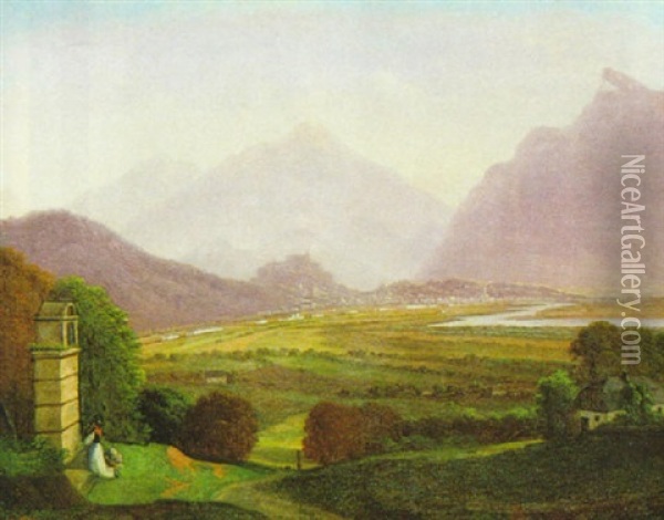 Blick Auf Salzburg Oil Painting - Emil Ludwig Lohr