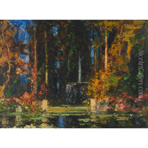 Garden Of The Fountain Oil Painting - Thomas Edwin Mostyn