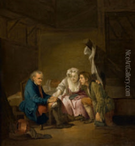 Arztbesuch (contemporary Copy) Oil Painting - Jean Baptiste Greuze