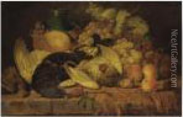 Still Life With Fruit And Fowl Oil Painting - Charles Thomas Bale