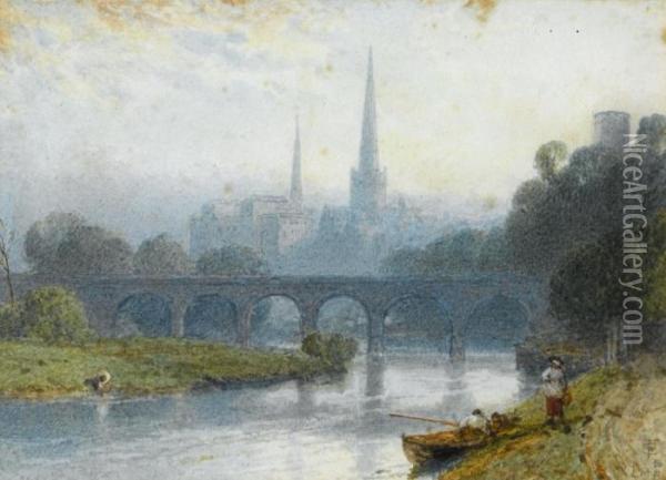 Shrewsbury Oil Painting - Myles Birket Foster