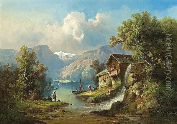 Mountain Mill Oil Painting - Guido Hampe