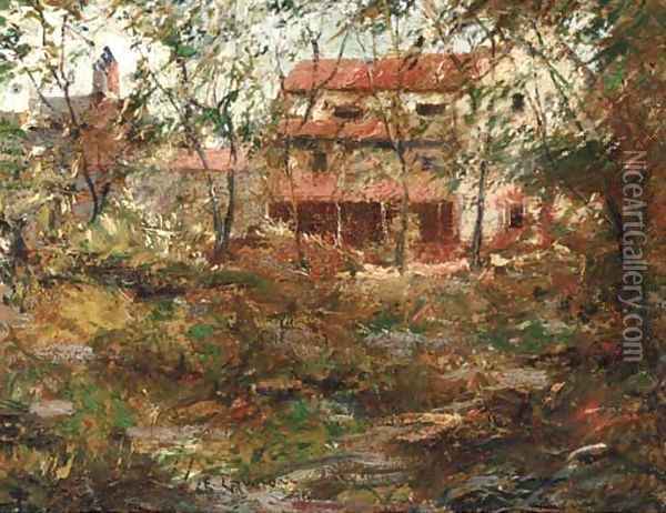 Red House, Sound Beach Oil Painting - Ernest Lawson