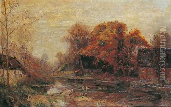 Herbst Im Spreewald Oil Painting - Walter Moras