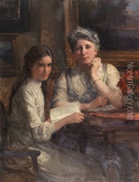 Abuela Con Su Nieta Oil Painting - Victoriano Codina Y Langlin