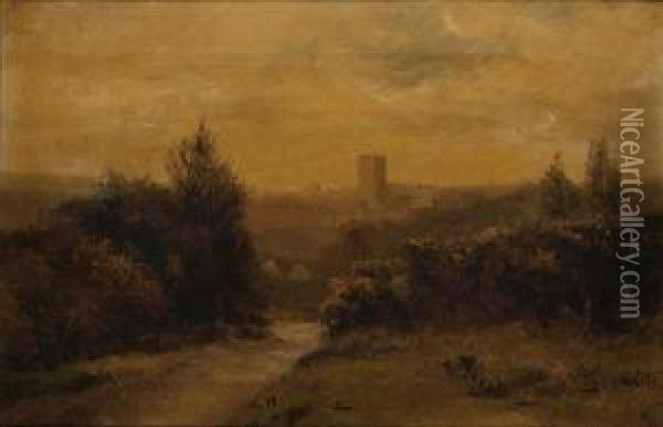 Abbey Beyond Oil Painting - Frederick William Burton
