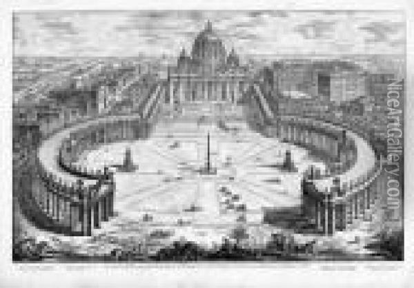 Veduta Dell' Insigne Basilica Vaticana Coll'
Ampio Portico Oil Painting - Giovanni Battista Piranesi